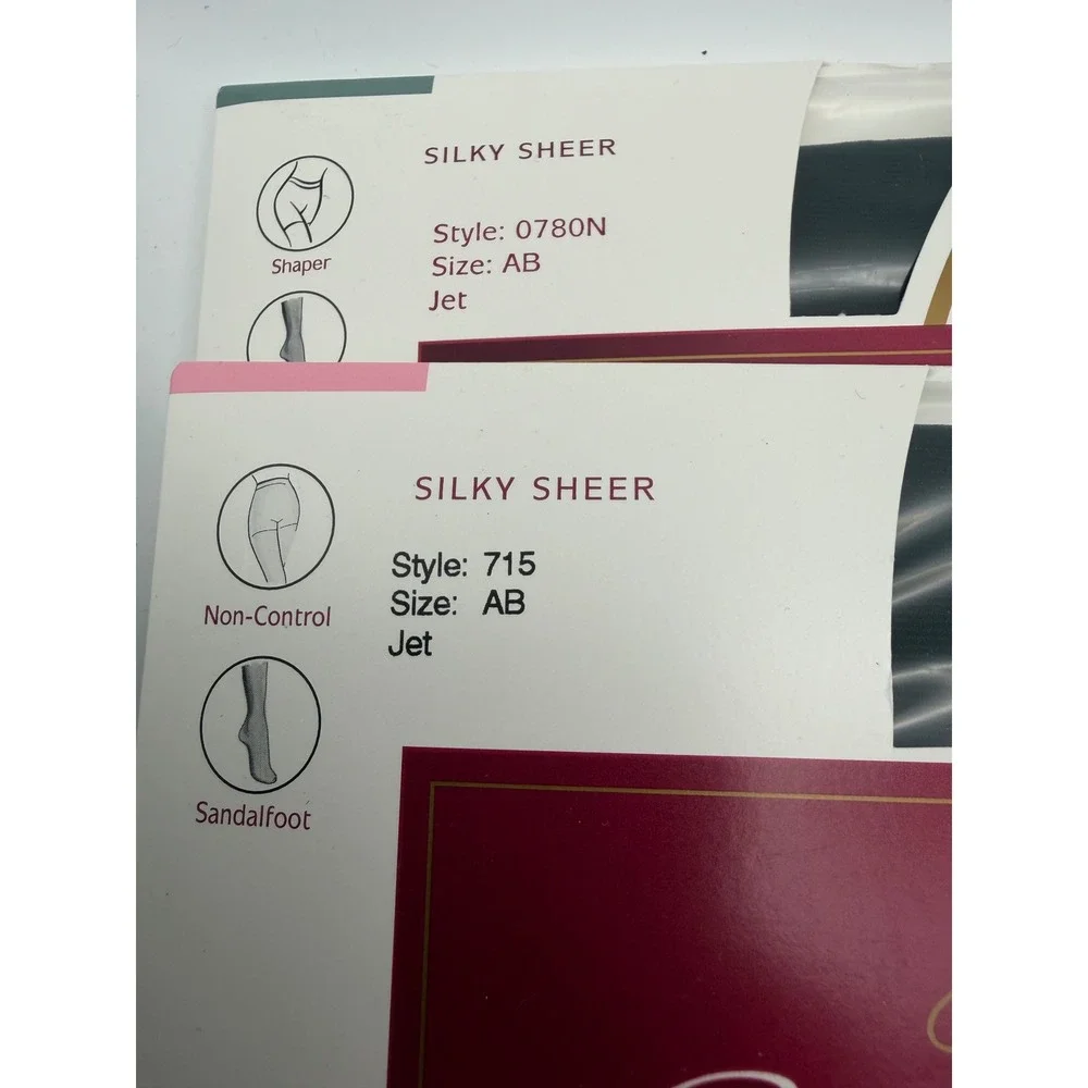 Hanes Silk Reflections Silky Sheer Pantyhose 4 Pair Style 715 AB Jet Black Taupe